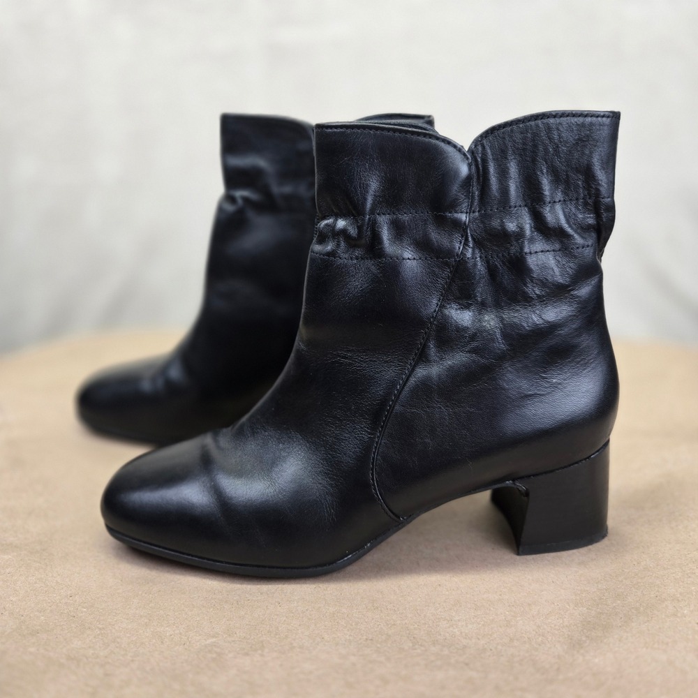 ABEO Avenue Mid 3834 Black Leather Square Toe Block Heel Ankle Boots Womens‎ 8